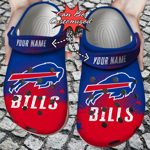 Football Personalized Buffalo Bills, Half Tone Drip Flannel Clog, Crocs Shoes
