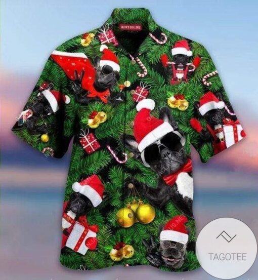 French Bulldog Celebrates Merry Christmas Hawaiian Shirt Style