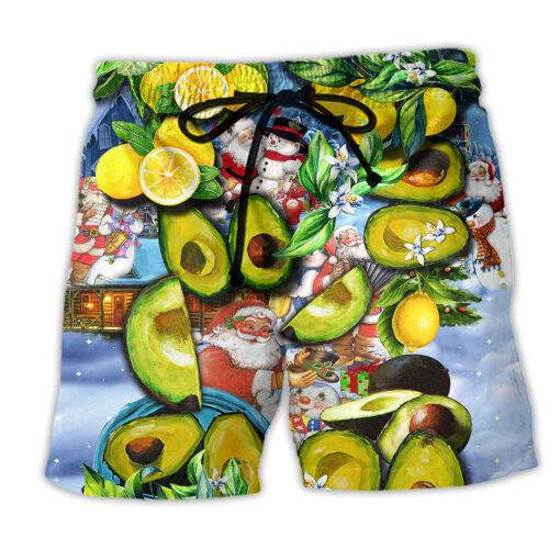 Fruit Avocado Lemon Summer Time Xmas Christmas Trendy Aloha Hawaiian Beach Shorts