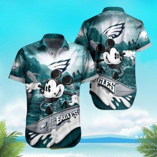 Funny Mickey Surfing NFL Philadelphia Eagles Hawaiian Shirt, NFL Hawaiian Shirt