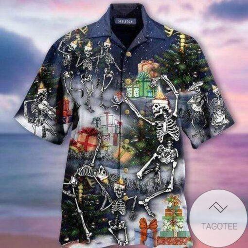 Get Here Hawaiian Shirts Skeletons Christmas Dancing