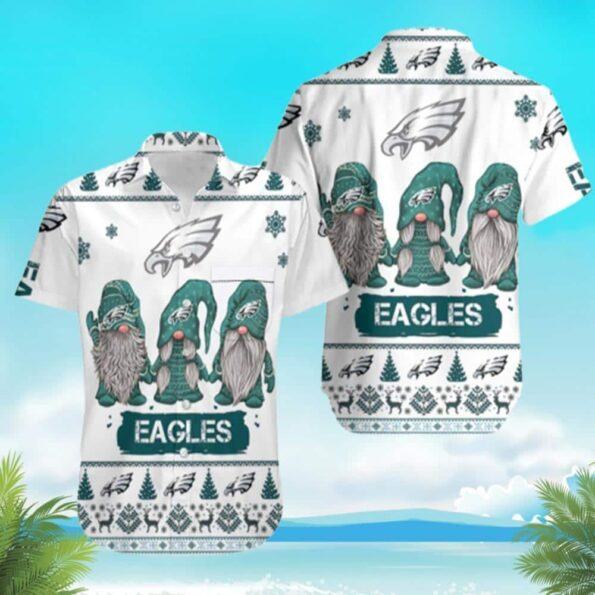 Gnome Christmas NFL Philadelphia Eagles Hawaiian Shirt Summer Beach Gift, NFL Hawaiian Shirt