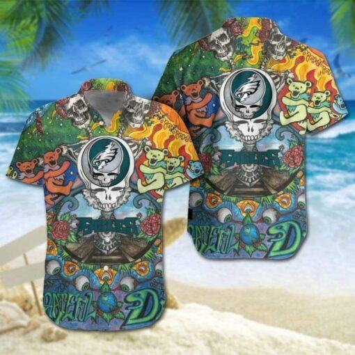 Grateful Dead NFL Philadelphia Eagles Hawaiian Shirt For Football Fans, NFL Hawaiian Shirt