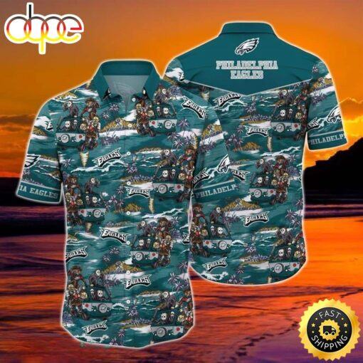 Halloween Characters NFL Philadelphia Eagles Hawaiian Shirt Gift For Football Fans