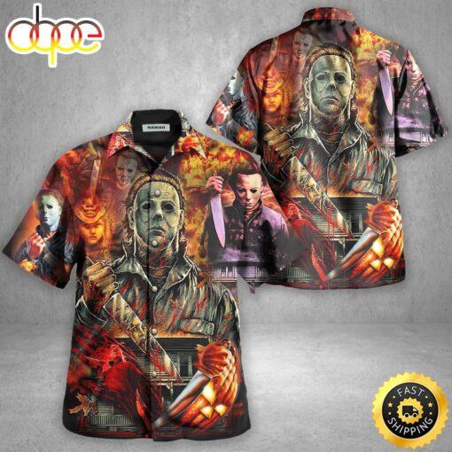 Halloween Michael Myers A Real Man Will Chase Affter You Hawaiian Shirt