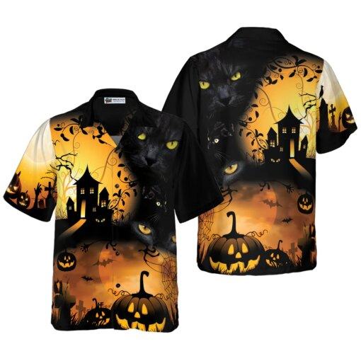 Halloween Night black cat hot Hawaiian Shirt for gift