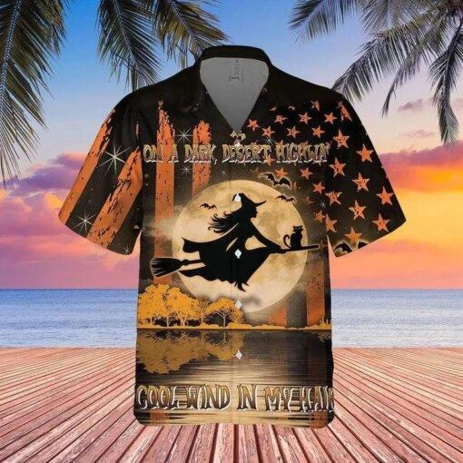 Halloween Witch american On A Dark Desert Highway hot Hawaiian Shirt