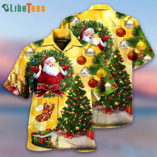 Happy Santa Christmas Tree, Santa Trendy Hawaiian Shirt Perfect Gifts For Your Loved Ones