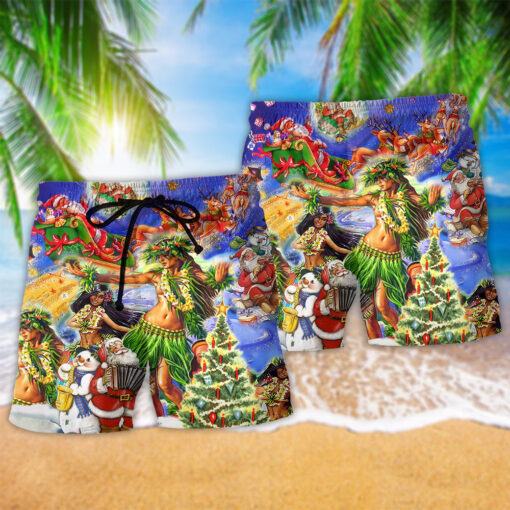 Hawaii The Aloha Merry Christmas Trendy Aloha Hawaiian Beach Shorts_2