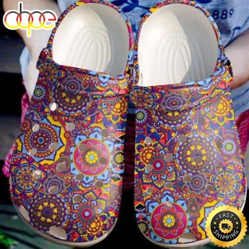 Hippie Quilted Colorful Crocs Clog Shoes