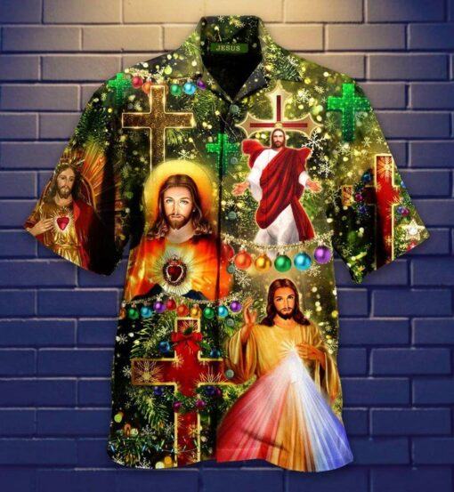 Jesus Hawaiian Shirt Jesus Christ Christmas Cross Hawaii Shirt Jesus Aloha Shirt