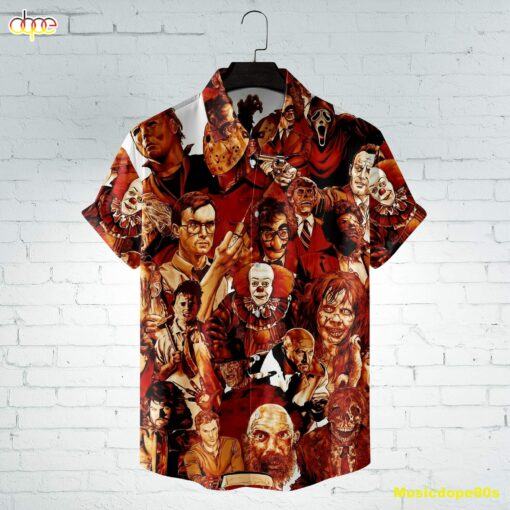 Killer Characters Retro Vintage Horror Movie Halloween All Over Print 3D Hawaiian Shirt