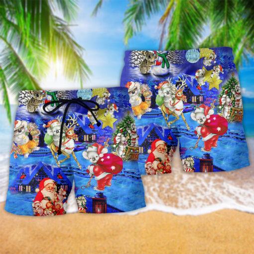 Koala Wants Merry Christmas Trendy Aloha Hawaiian Beach Shorts_2