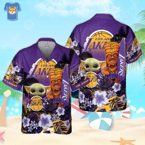 Los Angeles Lakers Baby Yoda National Basketball Association Aop Hawaiian Shirt For Men Women