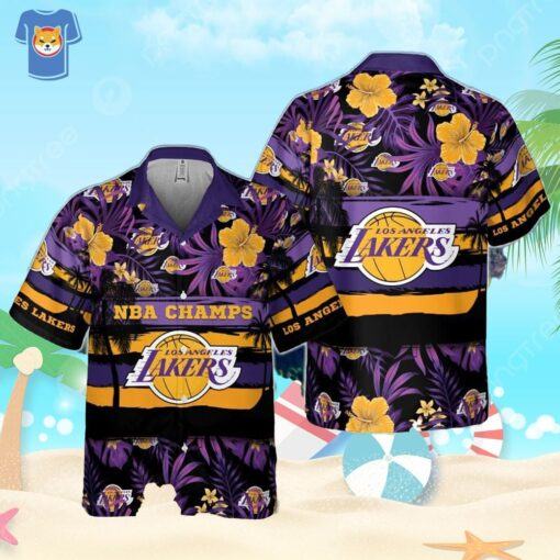 Los Angeles Lakers Basketball Hawaiian Beach Vacation Apparel