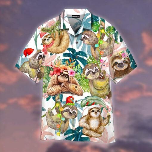 Merry Christmas With Happy Sloth Trendy Hawaiian Shirt For