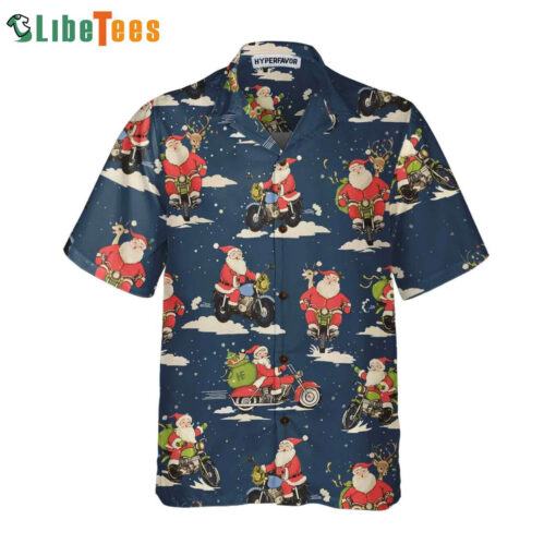 Motorcycle Riding Santa Christmas Celebration Hawaiian Shirt