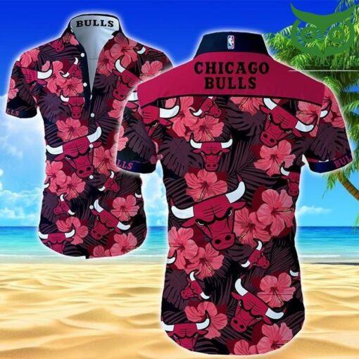 NBA Chicago Bulls Tropical Summer Hibiscus Flowers Hawaiian Shirt V3 Aloha Shirt