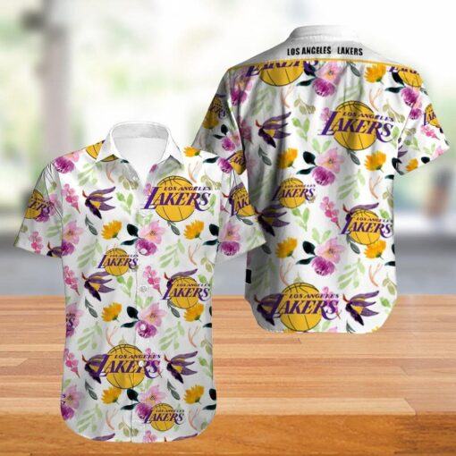 NBA Los Angeles Lakers Tropical Flowers Hawaiian Shirt V3 Aloha Shirt