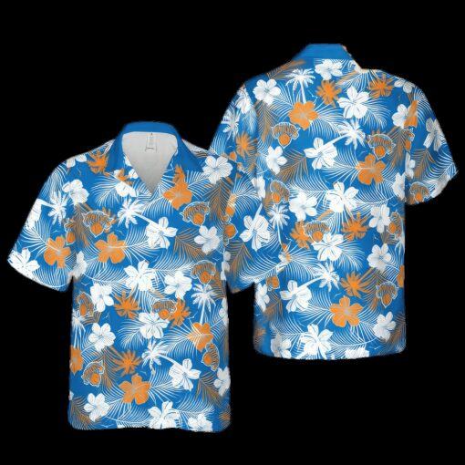NBA New York Knicks Orange White Hibiscus Tropical Floweers Hawaiian Shirt