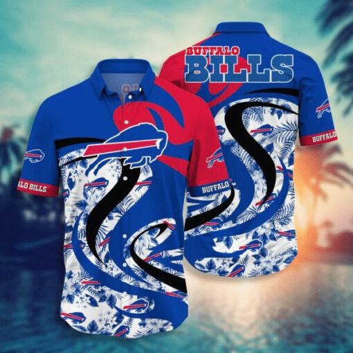 NFL Buffalo Bills Blue Black Red Flower Tropical Hawaiian Shirt