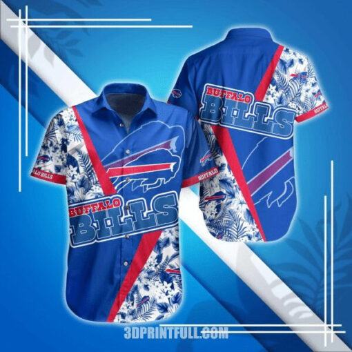 NFL Buffalo Bills Blue Red Flower Tropical Hawaiian Shirt