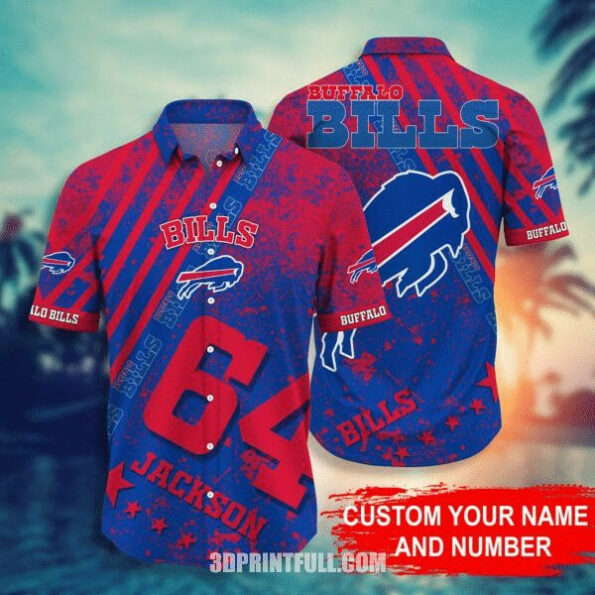 NFL Buffalo Bills Custom Name Number Colorful Hawaiian Shirt