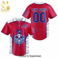 NFL Buffalo Bills Full Printing Baseball Jersey flower skull