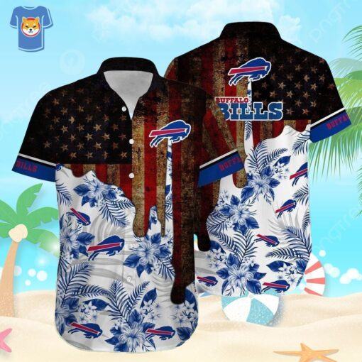 NFL Buffalo Bills Hawaiian Shirt Vintage Us Flag Beach Gift For Friend