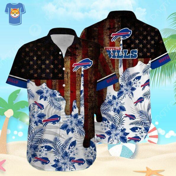 NFL Buffalo Bills Hawaiian Shirt Vintage Us Flag Beach Gift For Friend