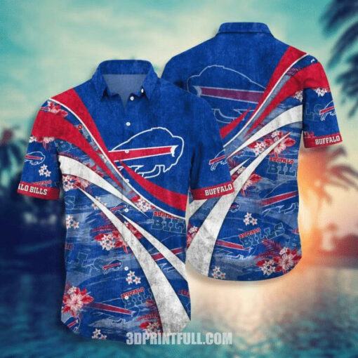 NFL Buffalo Bills Red White Curve Blue Hawaiian Shirt