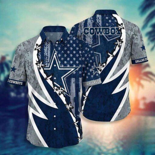 NFL Dallas Cowboys Hawaiian Shirt American Flag Independence Day 4th Of July, NFL Hawaiian Shirt