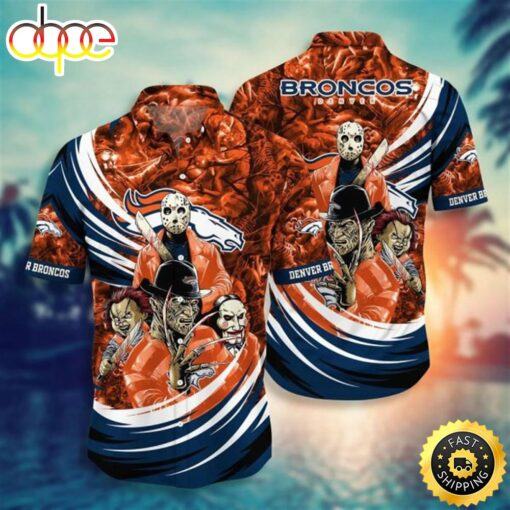 NFL Denver Broncos Halloween Orange Hawaiian Shirt