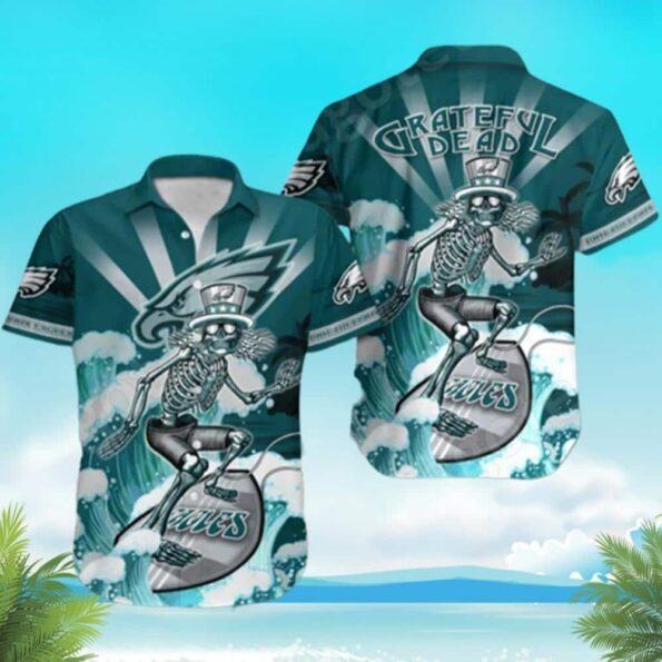 NFL Philadelphia Eagles Hawaiian Shirt Grateful Dead Beach Lovers Gift, NFL Hawaiian Shirt