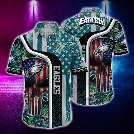 NFL Philadelphia Eagles Hawaiian Shirt US Flag Independence Day 4th Of July, NFL Hawaiian Shirt