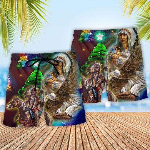 Native Old Man Christmas Style Trendy Aloha Hawaiian Beach Shorts