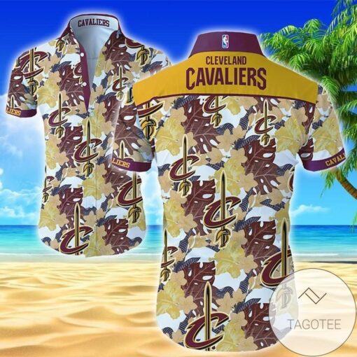 Nba Cleveland Cavaliers Gold Wine Hibiscus Flowers Trendy Hawaiian Shirt Aloha Shirt