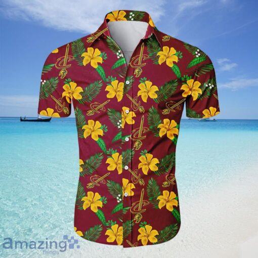 Nba Cleveland Cavaliers Gold Wine Tropical Flowers Trendy Hawaiian Shirt Aloha Shirt