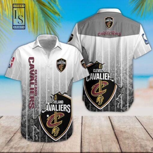 Nba Cleveland Cavaliers Gray Scratch Logo Trendy Hawaiian Shirt Aloha Shirt