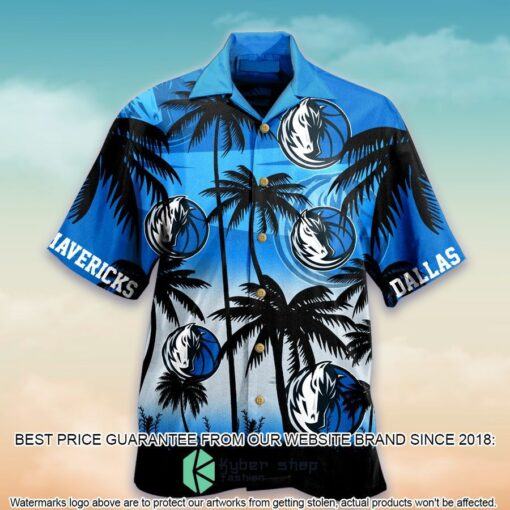 Nba Dallas Mavericks Black Blue Palm Trees Trendy Hawaiian Shirt Aloha Shirt