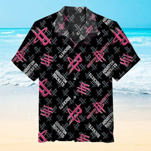 Nba Houston Rockets Black Multi Logo Trendy Hawaiian Shirt Aloha Shirt