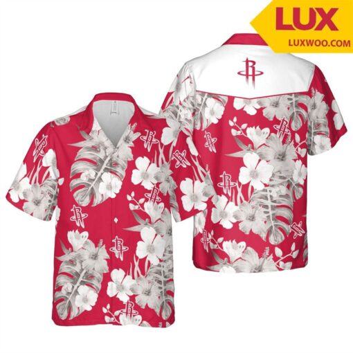 Nba Houston Rockets Tropical Flowers Trendy Hawaiian Shirt V3 Aloha Shirt