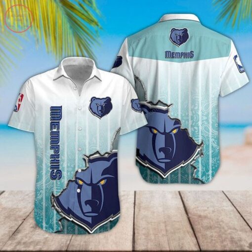 Nba Memphis Grizzlies Blue Gradient Scratch Trendy Hawaiian Shirt Aloha Shirt
