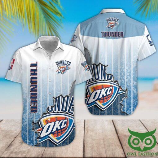 Nba Oklahoma City Thunder Bright Blue Scratch Trendy Hawaiian Shirt Aloha Shirt