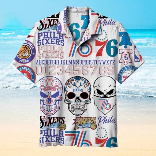 Nba Philadelphia 76ers skull floral Hawaiian Shirt for fans