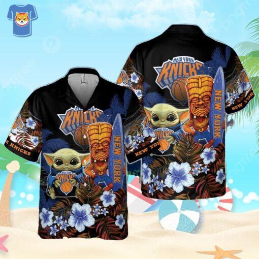 New York Knicks Baby Yoda National Basketball Hawaiian Shirt Association