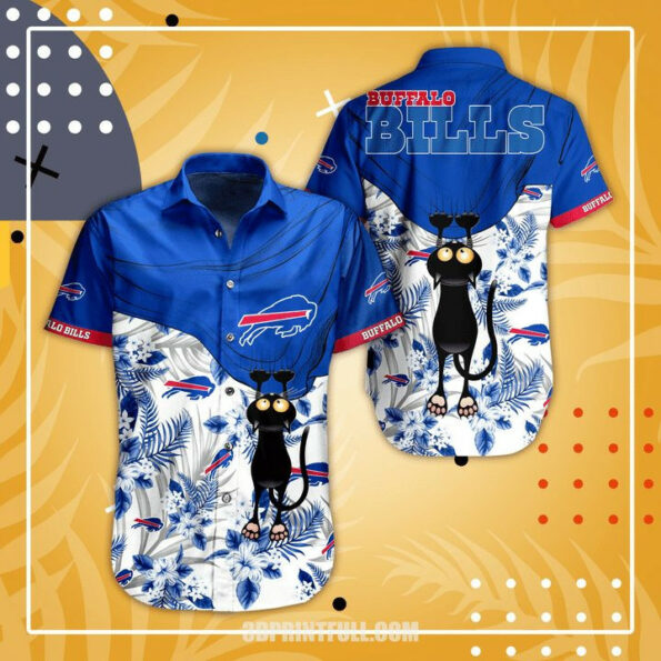 Nfl Buffalo Bills Black Cat Royal Blue Trendy Hawaiian Shirt Aloha Shirt