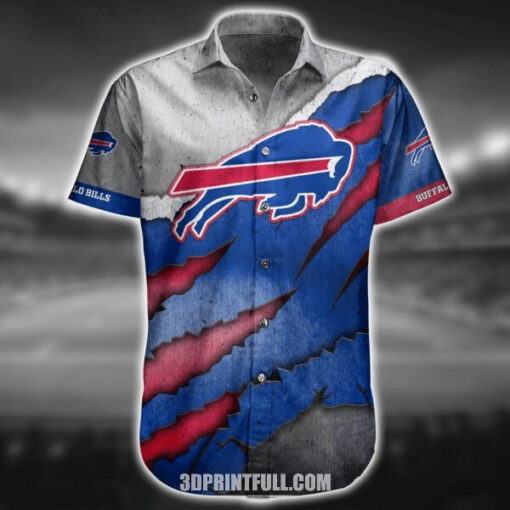 Nfl Buffalo Bills Grey Blue Red Lightning Trendy Hawaiian Shirt Aloha Shirt