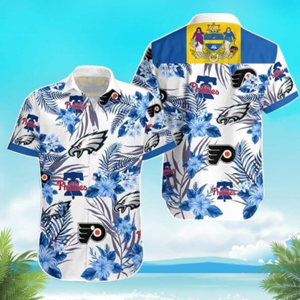 Philadelphia Eagles Hawaiian Shirt Tropical Flower Pattern Gift For Football Fans, NFL Hawaiian Shirt