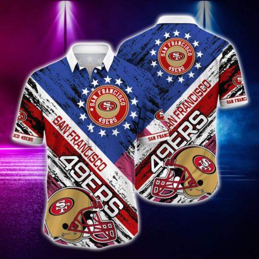 Rugby Helmet NFL San Francisco 49ers Hawaiian Shirt For Football Fans, NFL Hawaiian Shirt